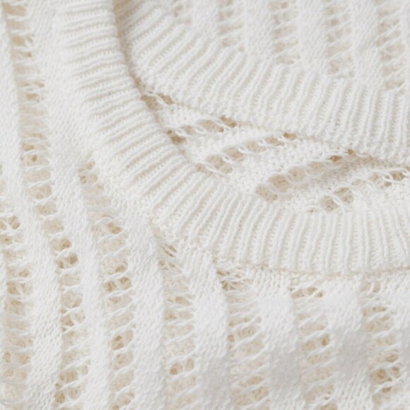 Mango | NWOT Openwork Knit Cotton Linen Sleeveless Top in Ecru White Size Large - Picture 5 of 11